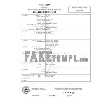 Australia Victoria fake death certificate Word and PDF template