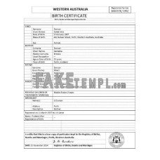 Australia Western Australia fake birth certificate Word and PDF template, version 1