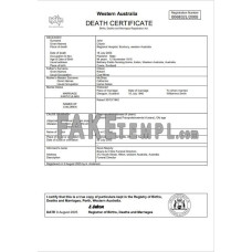 Australia Western Australia fake death certificate Word and PDF template