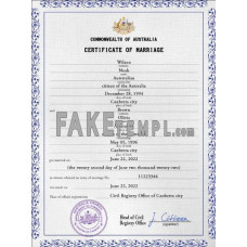 Australia fake marriage certificate photoshop template PSD 