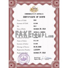 Australia fake vital record birth certificate photoshop template PSD 