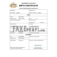 Australia vital record fake birth certificate Word and PDF template