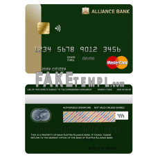 Austria Alliance bank fake mastercard photoshop template PSD