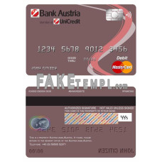 Austria Bank Austria fake mastercard debit card photoshop template PSD