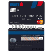 Austria Erste Group bank fake mastercard debit card photoshop template PSD