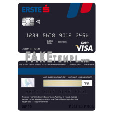 Austria Erste Group bank fake visa card debit card photoshop template PSD