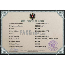 Austria fake death certificate photoshop template PSD 