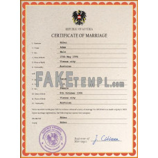 Austria fake marriage certificate photoshop template PSD 