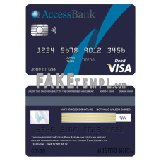 Azerbaijan Access Bank fake visa card debit card photoshop template PSD