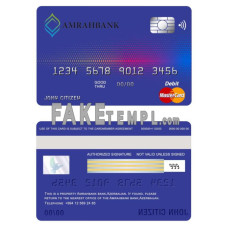 Azerbaijan Amrahbank bank fake mastercard debit card photoshop template PSD