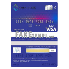 Azerbaijan Amrahbank bank fake visa card debit card photoshop template PSD