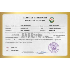 Azerbaijan fake marriage certificate photoshop template PSD 