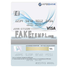 Azerbaijan AFB bank fake visa card photoshop template PSD