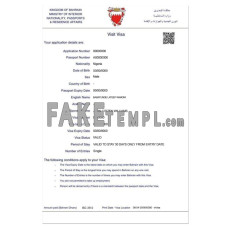 Bahrain fake eVisa photoshop template PSD