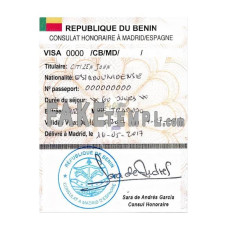 Benin fake travel/fake entry visa photoshop template PSD