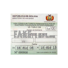 Bolivia fake travel visa photoshop template PSD