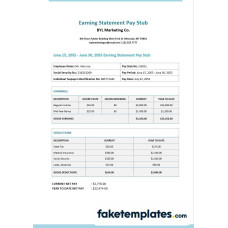 BYL Marketing Co. fake earnings statement Word and PDF template