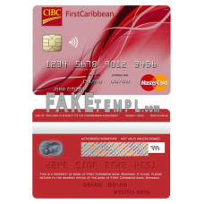 Bahamas First Caribbean bank fake mastercard credit card photoshop template PSD