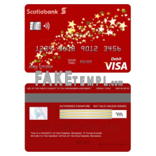 Bahamas Scotia bank fake visa debit card photoshop template PSD