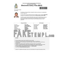 Bahamas Electronic fake entry visa photoshop template PSD