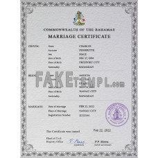 Bahamas fake marriage certificate photoshop template PSD 