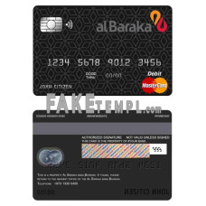 Bahrain Al Baraka bank fake mastercard debit card photoshop template PSD