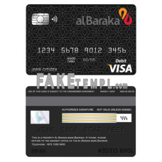 Bahrain Al Baraka bank fake visa card debit card photoshop template PSD