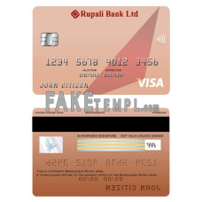 Bangladesh Rupali bank fake visa card photoshop template PSD