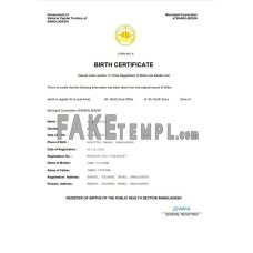 Bangladesh vital record fake birth certificate Word and PDF template