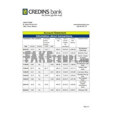 Albania Credins fake bank statement Excel and PDF template