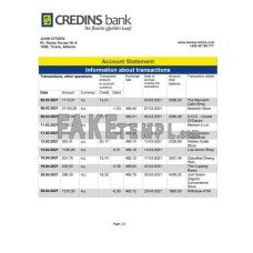 Albania Credins fake bank statement Word and PDF template