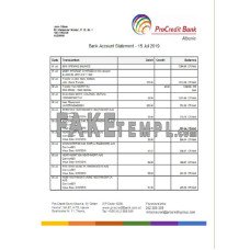 Albania ProCredit fake bank statement Word and PDF template