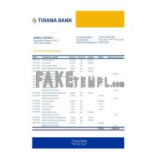 Albania Tirana fake bank statement Excel and PDF template