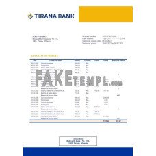 Albania Tirana fake bank statement Word and PDF template