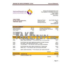 Algeria Banque de Developpement Local (BDL) fake bank statement Word and PDF template