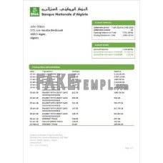 Algeria Banque nationale d’Algérie (BNA) fake bank statement Word and PDF template