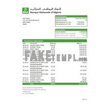 Algeria Banque nationale d’Algérie (BNA) fake bank statement Excel and PDF template