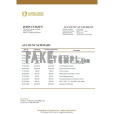 Antigua and Barbuda Global Bank of Commerce fake bank statement Word and PDF template