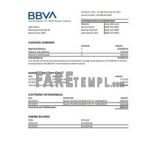 Argentina BBVA fake bank statement Excel and PDF template