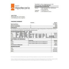 Argentina Banco Hipotecario fake bank statement Word and PDF template