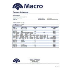 Argentina Banco Macro S.A. fake bank statement Word and PDF template