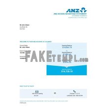 Australia ANZ fake bank statement Excel and PDF template, 2 pages, version 1