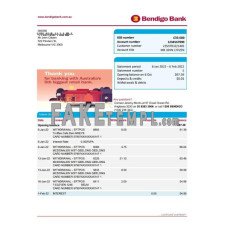 Australia Bendigo fake bank statement Excel and PDF template, 2 pages