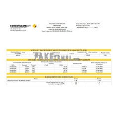 Australia Commonwealth fake bank statement Word and PDF template, version 1