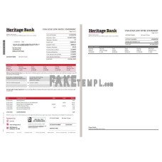 Australia Heritage fake bank statement Excel and PDF template, 2 pages