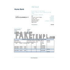 Australia Humebank fake bank statement Excel and PDF template