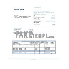 Australia Humebank fake bank statement Word and PDF template