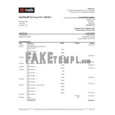 Australia NAB fake bank statement Excel and PDF template, 2 pages