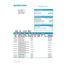 Australia Rural fake bank statement Excel and PDF template