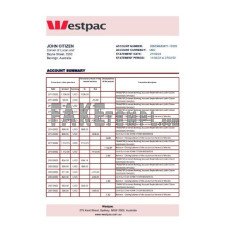 Australia Westpac fake bank statement Excel and PDF template